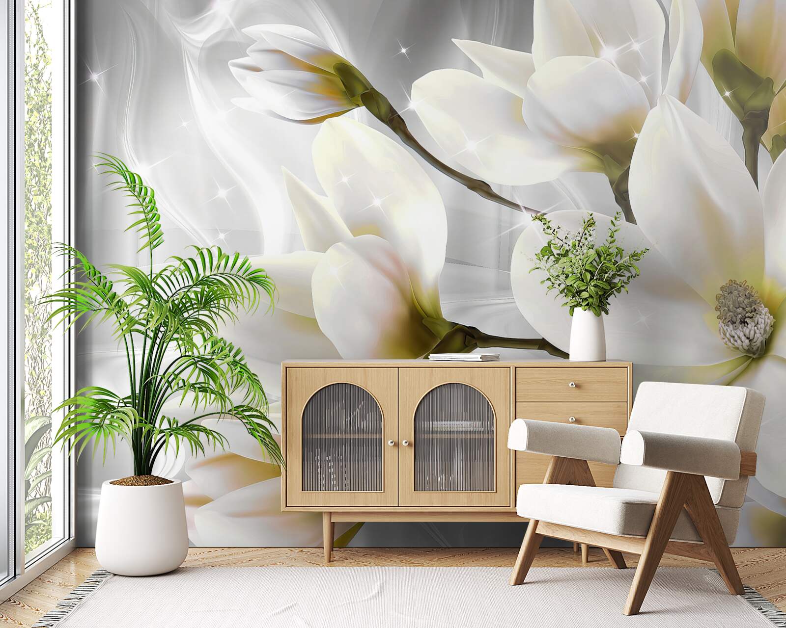 Fototapeta veľké snehobiele krásne kvety