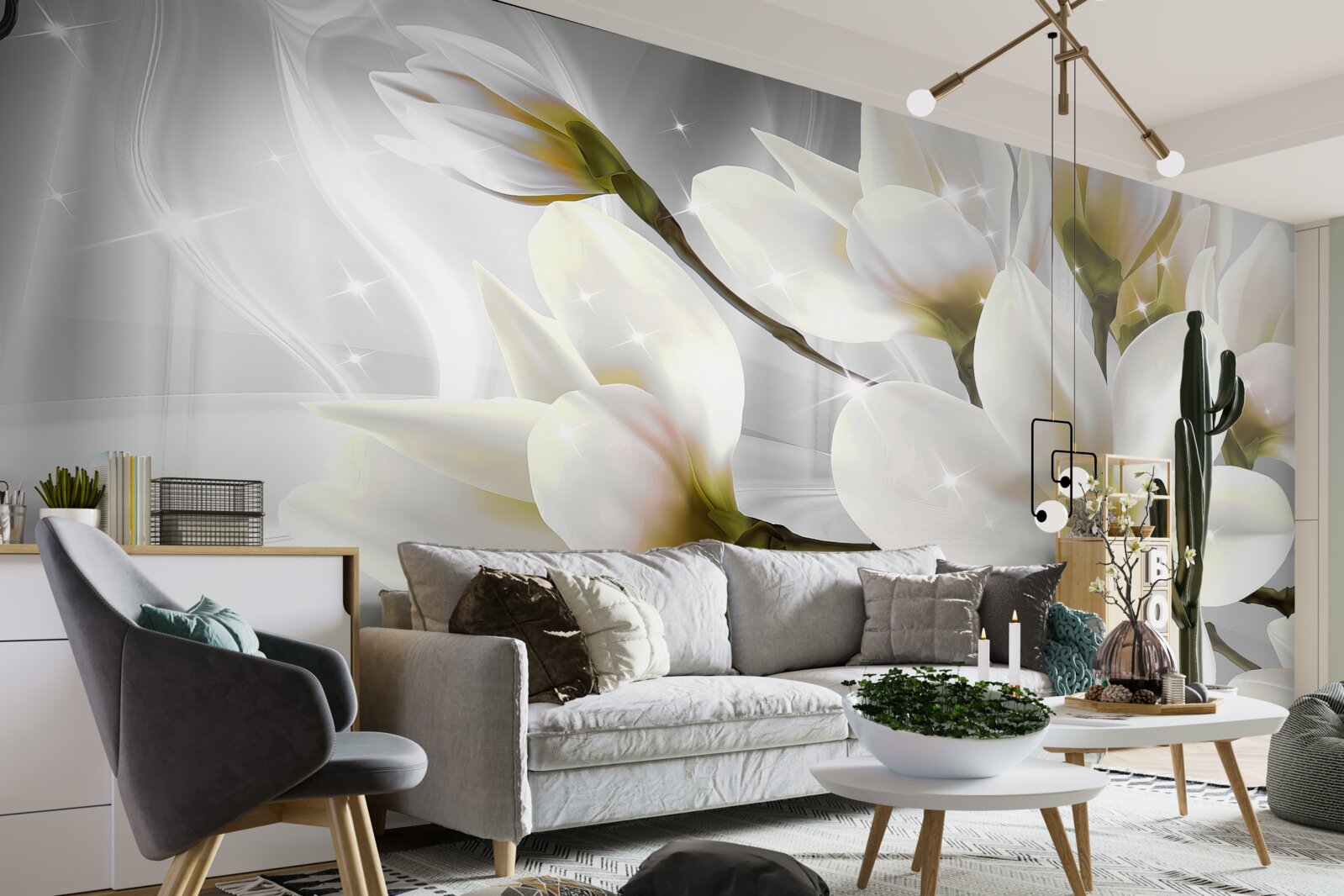 Fototapeta veľké snehobiele krásne kvety