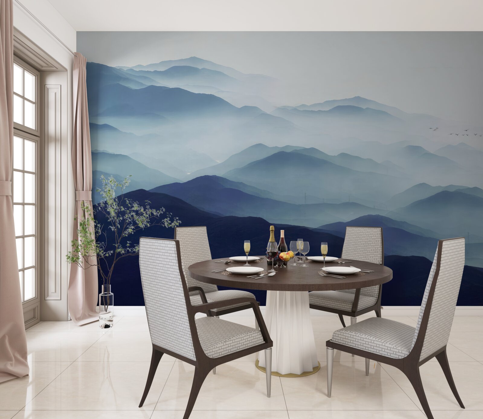 Fototapeta kopce zahalené v hustej hmle