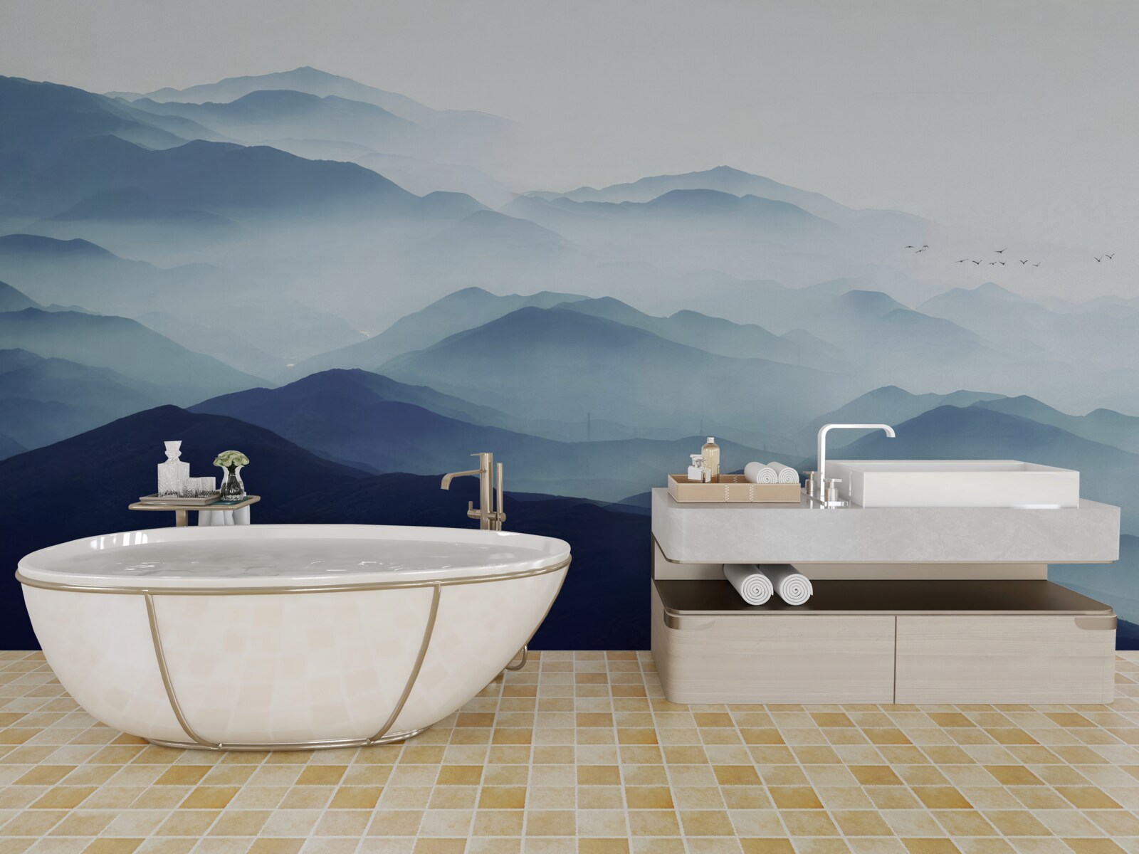 Fototapeta kopce zahalené v hustej hmle