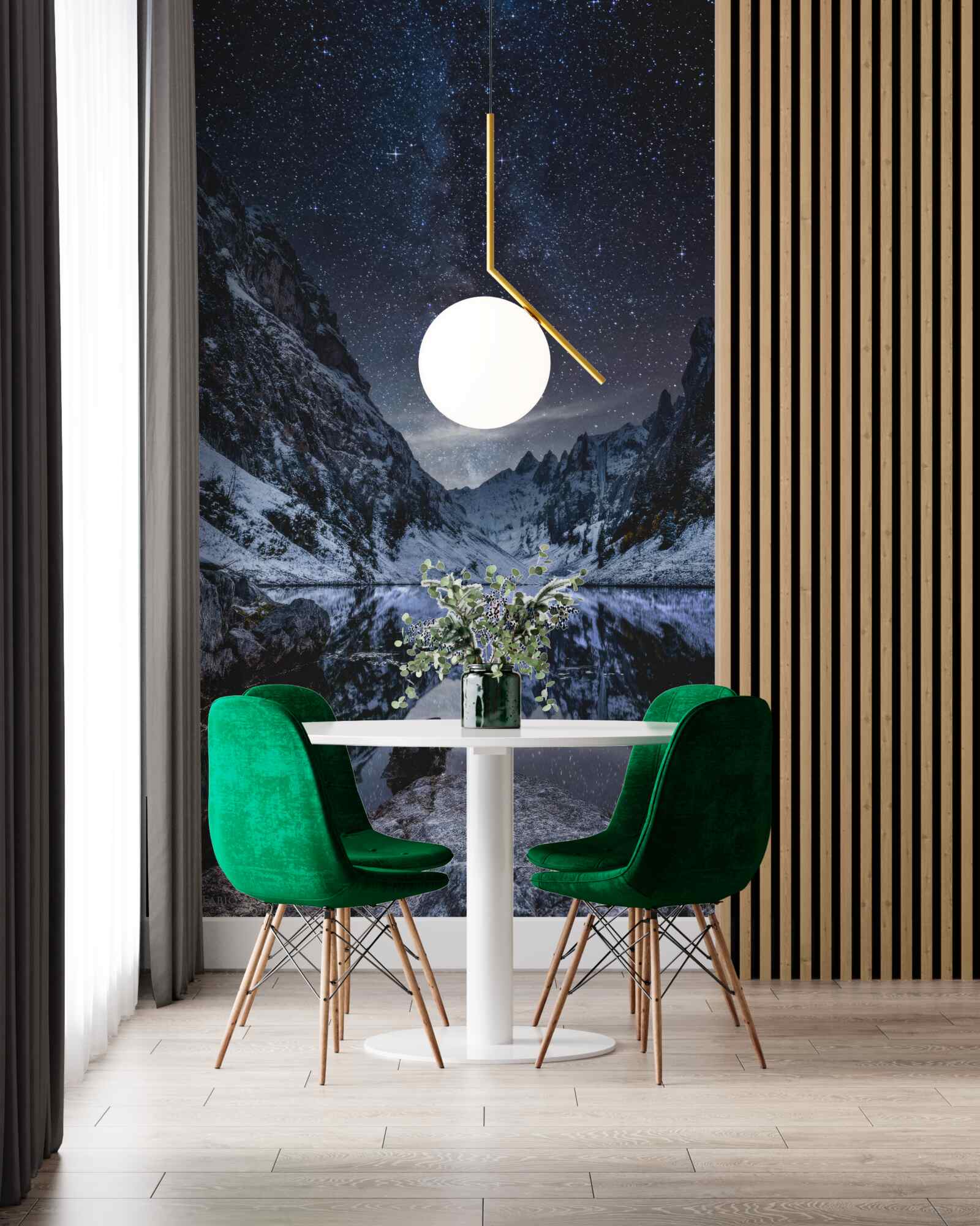 Fototapeta hviezdna obloha v noci nad horami a riekou