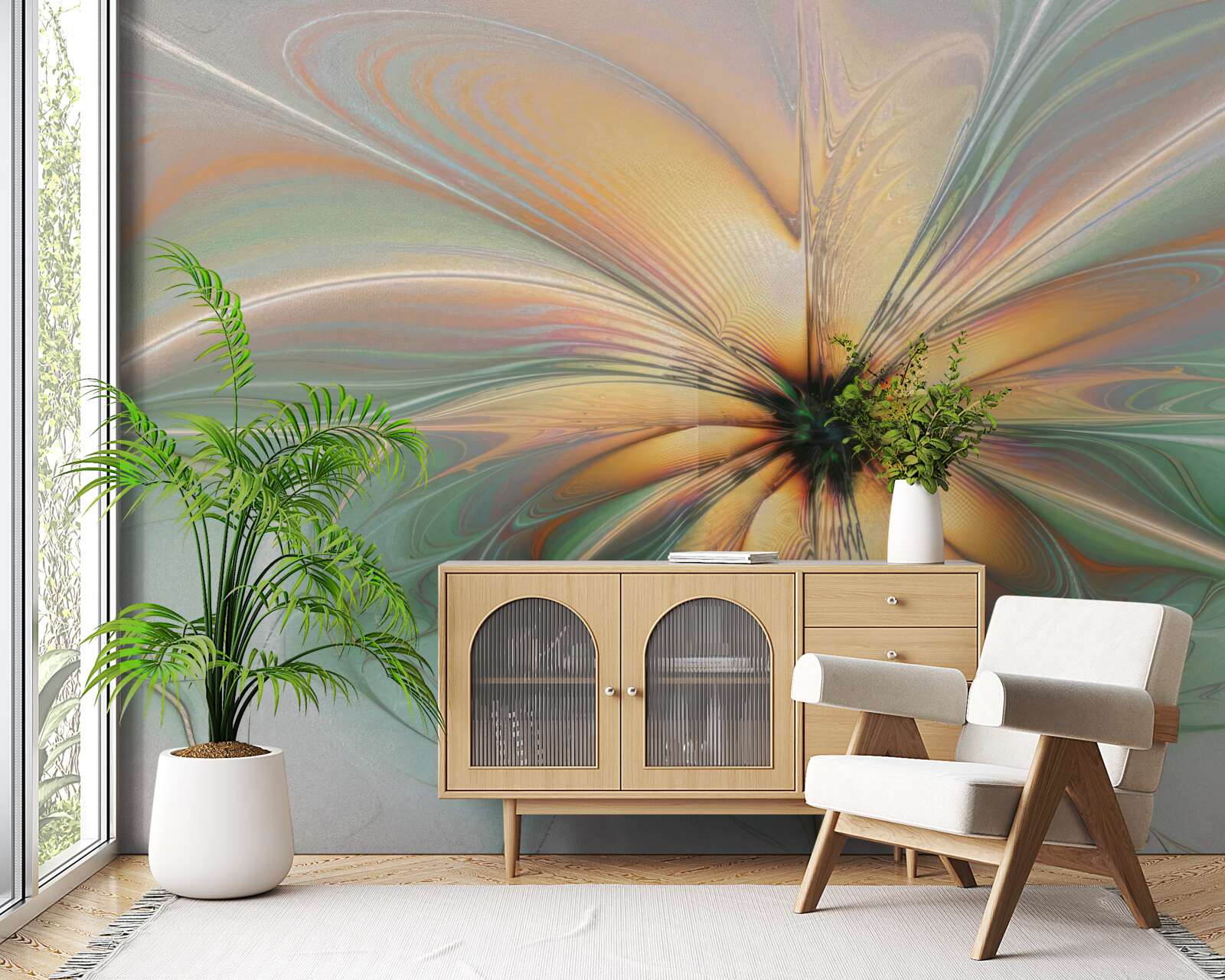 Fototapeta farby sa rozliali a vytvorili kvet