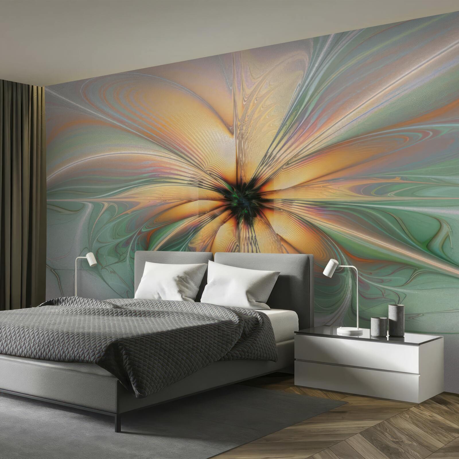 Fototapeta farby sa rozliali a vytvorili kvet