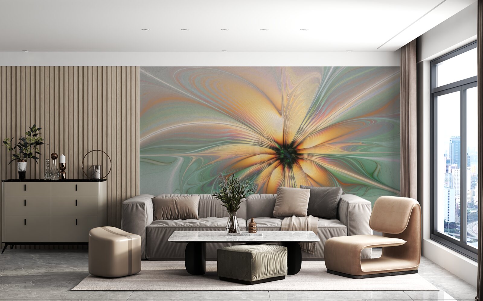 Fototapeta farby sa rozliali a vytvorili kvet