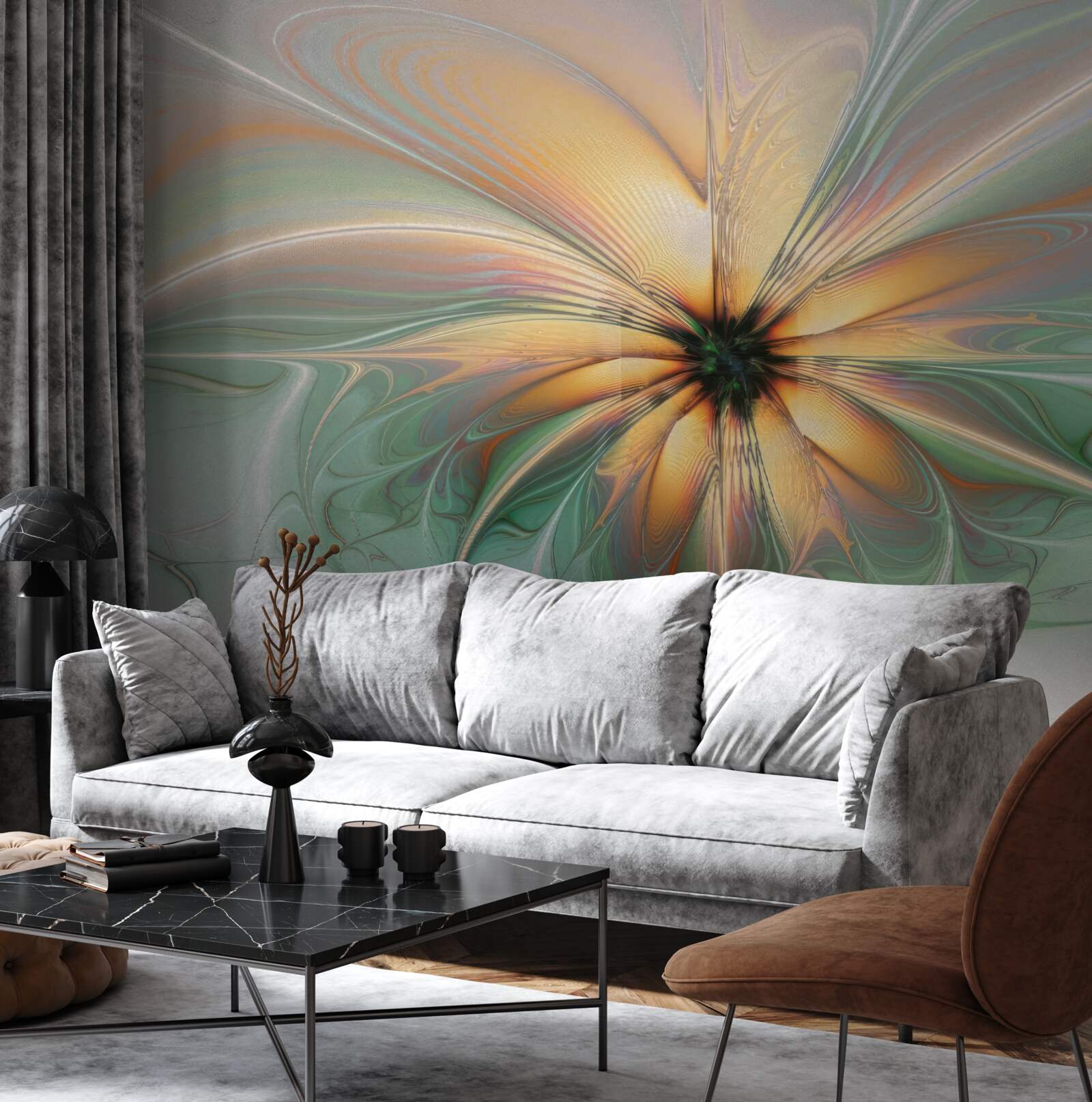 Fototapeta farby sa rozliali a vytvorili kvet