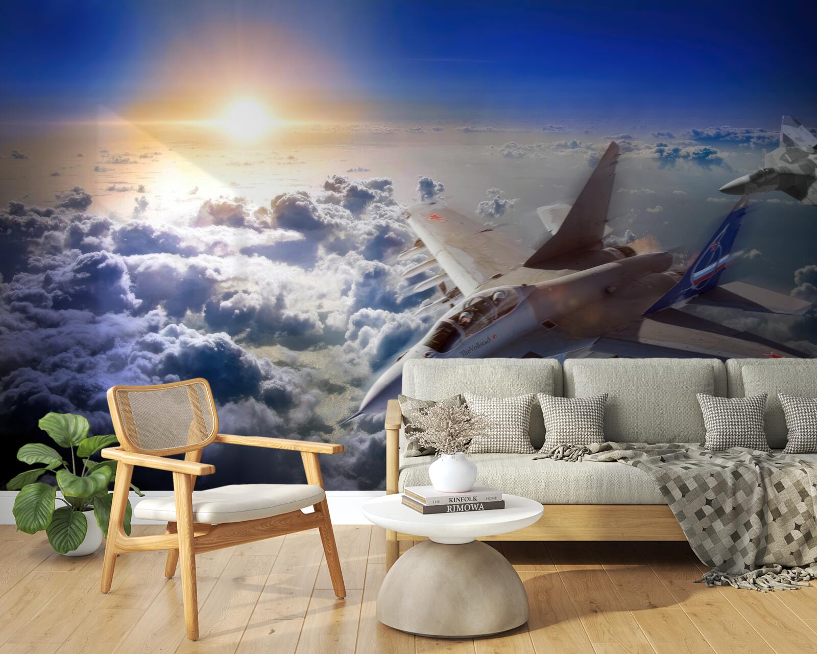 Fototapeta bojové lietadlá lietajú cez oblaky