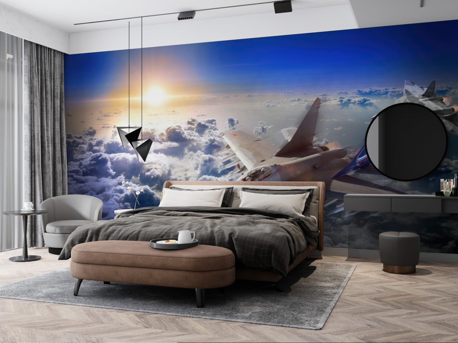 Fototapeta bojové lietadlá lietajú cez oblaky