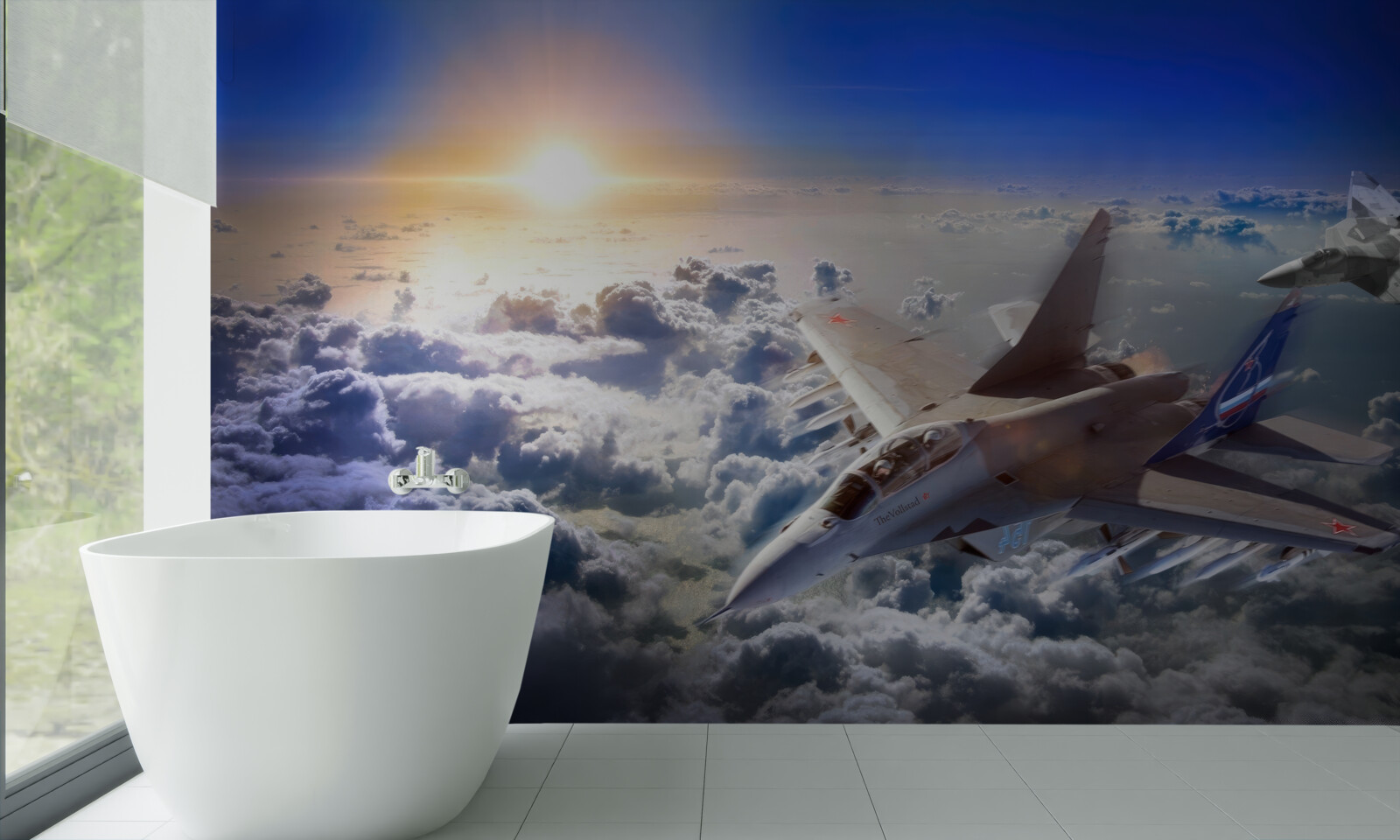 Fototapeta bojové lietadlá lietajú cez oblaky