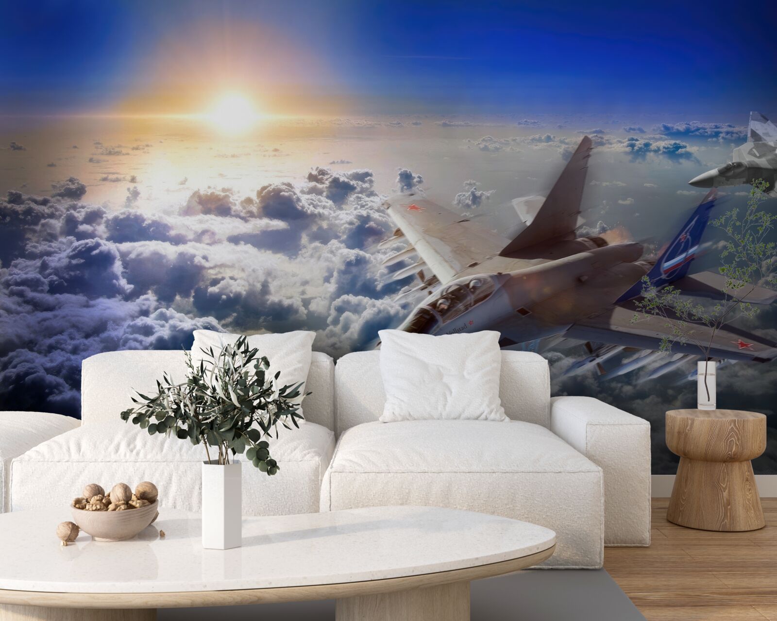 Fototapeta bojové lietadlá lietajú cez oblaky