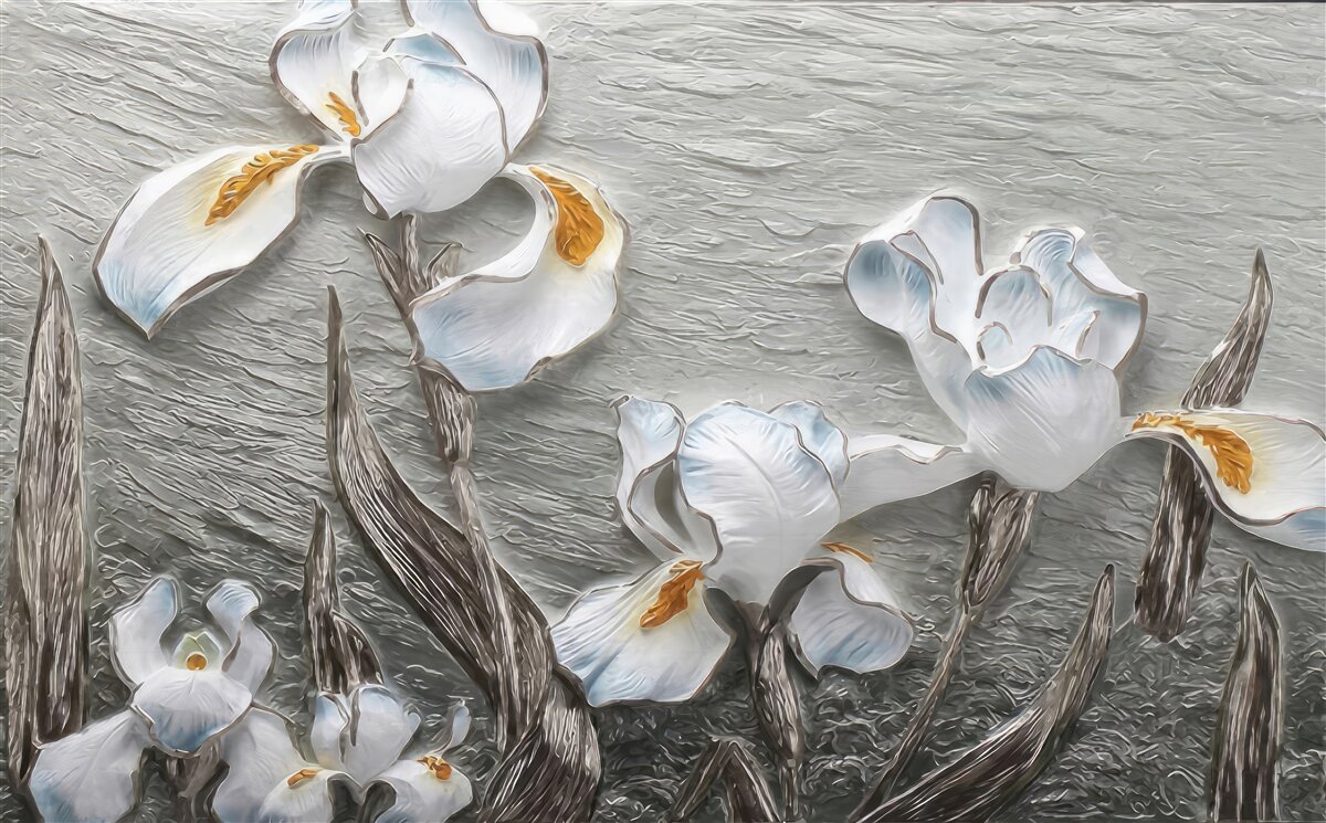 Fototapeta objemné biele kvety zobrazené na fotografii