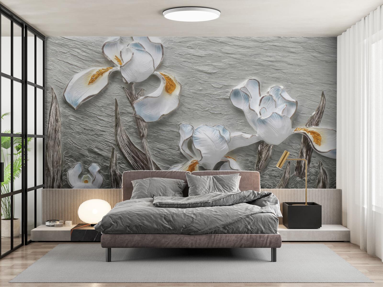 Fototapeta objemné biele kvety zobrazené na fotografii