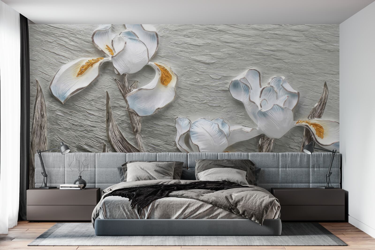 Fototapeta objemné biele kvety zobrazené na fotografii