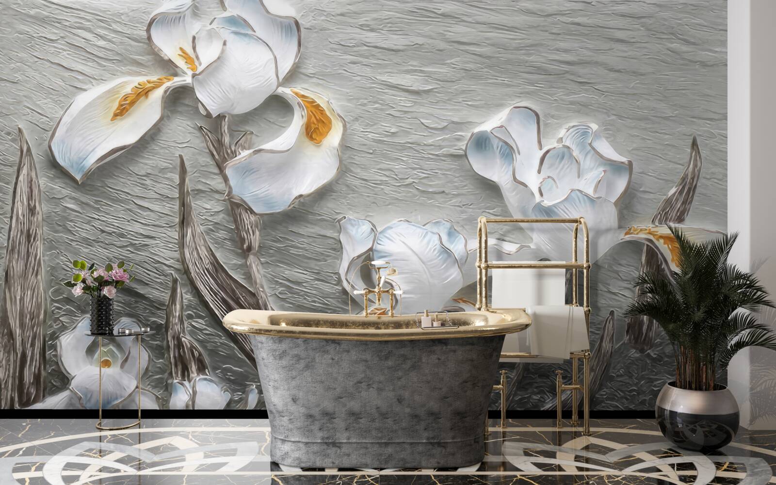 Fototapeta objemné biele kvety zobrazené na fotografii