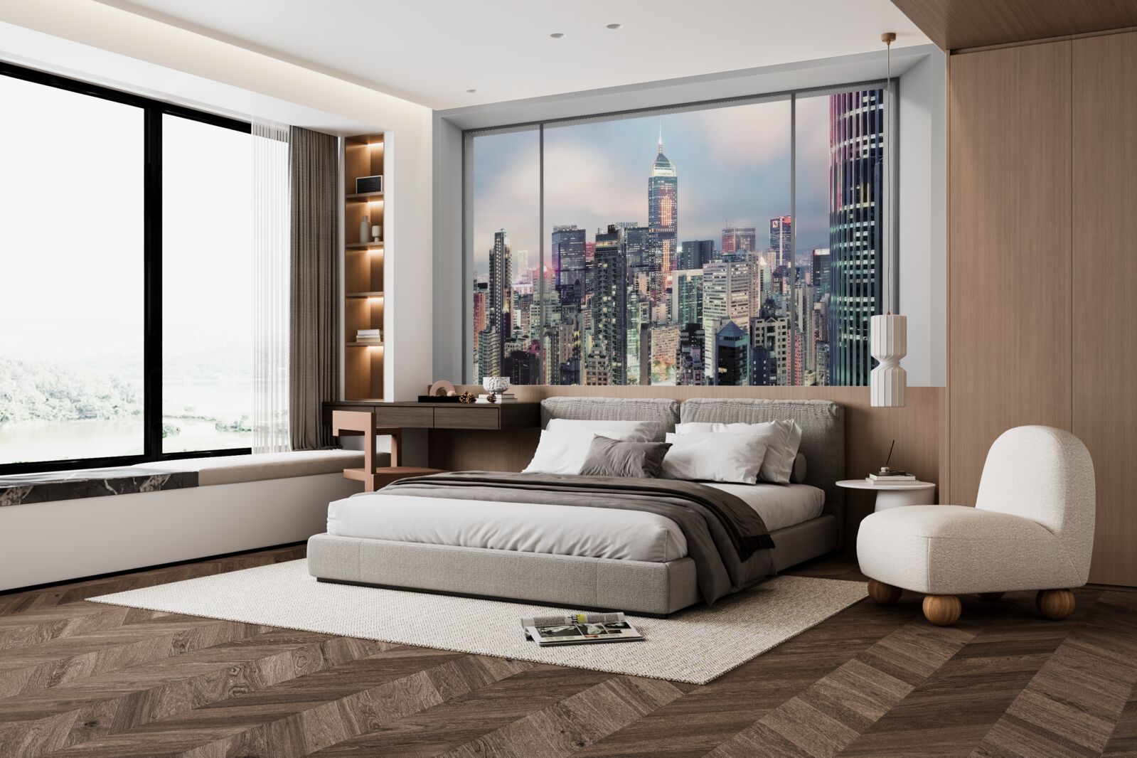 Fototapeta večerná mestská krajina otvárajúca sa z okna