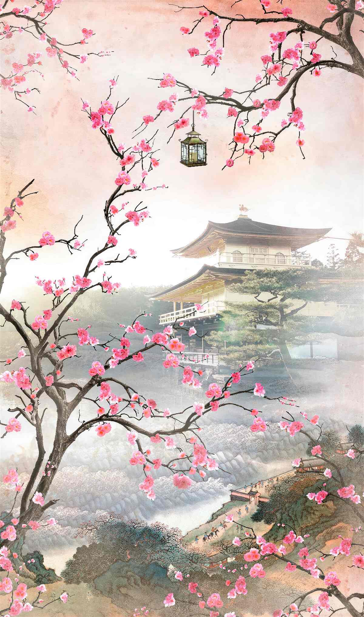 Fototapeta sakury kvitnúce v mestskom prostredí