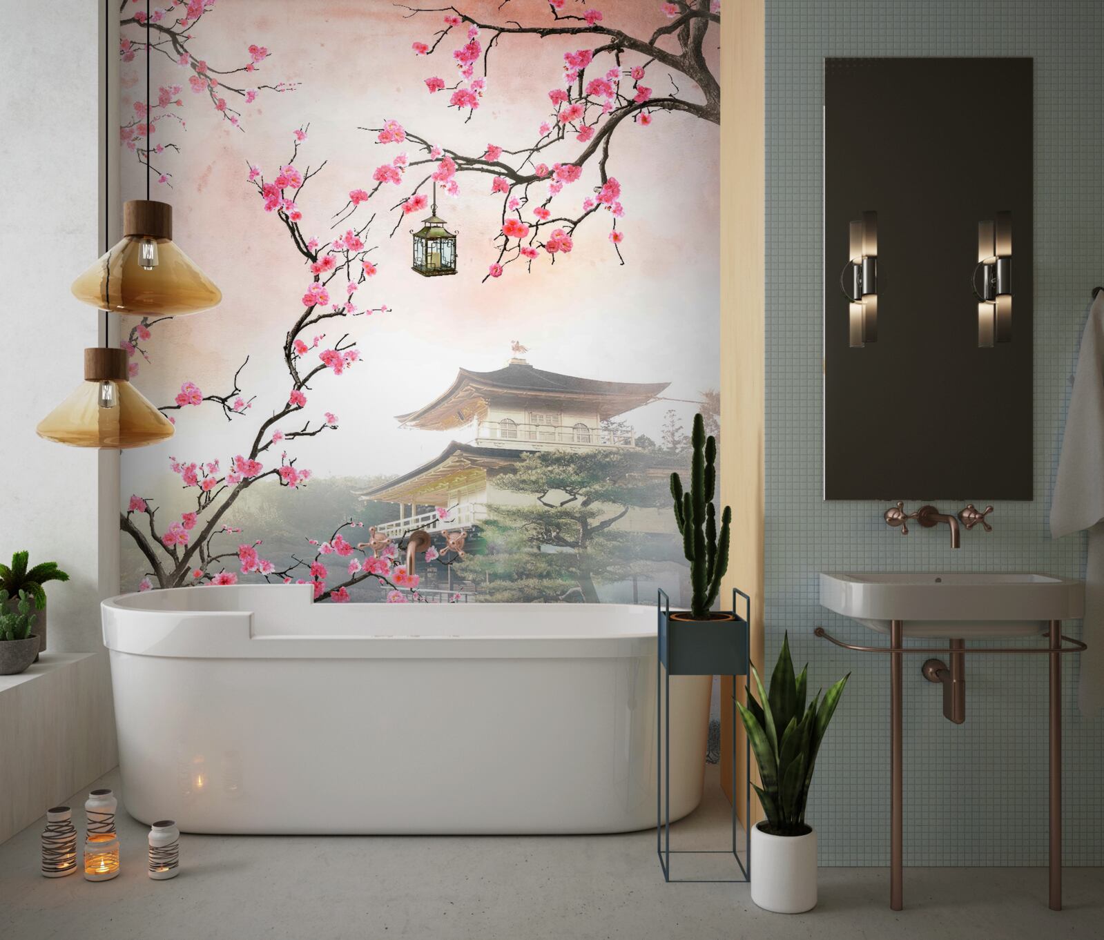 Fototapeta sakury kvitnúce v mestskom prostredí