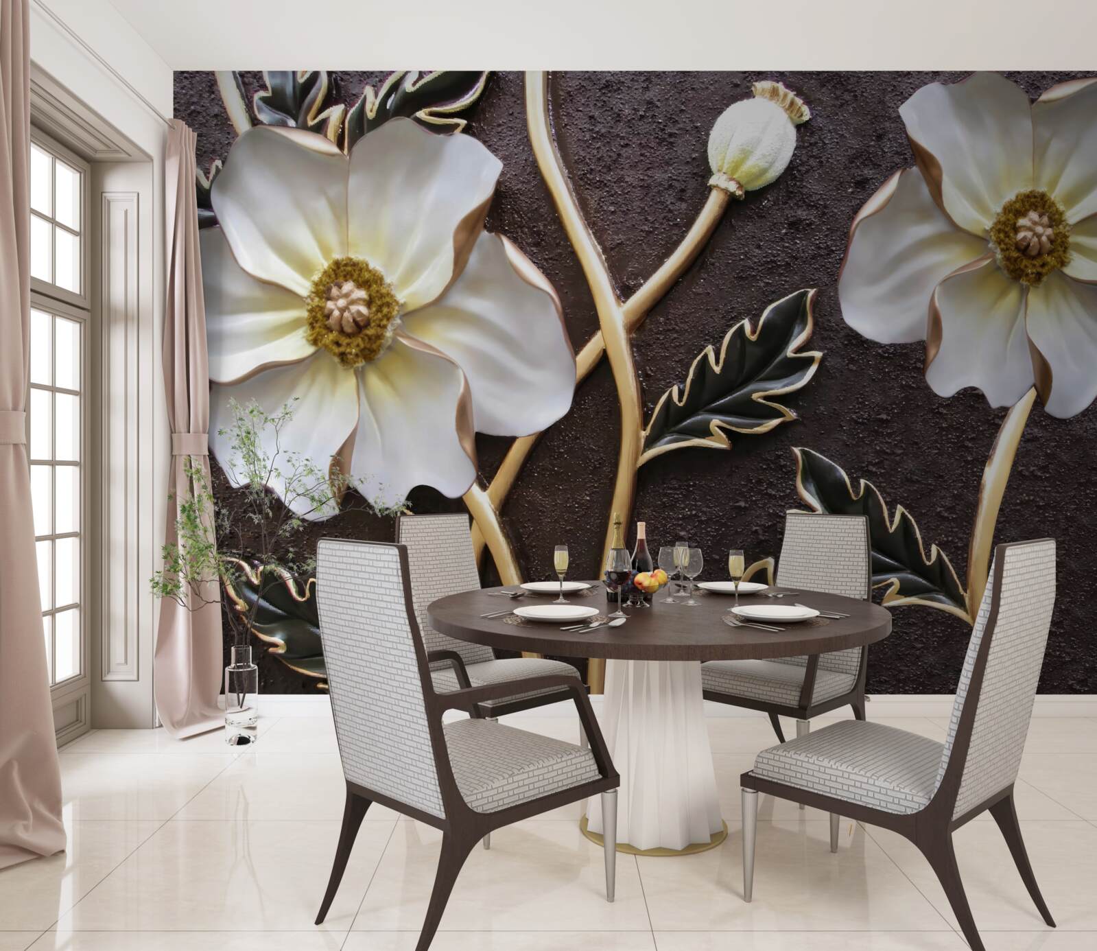 Fototapeta veľké biele kvety