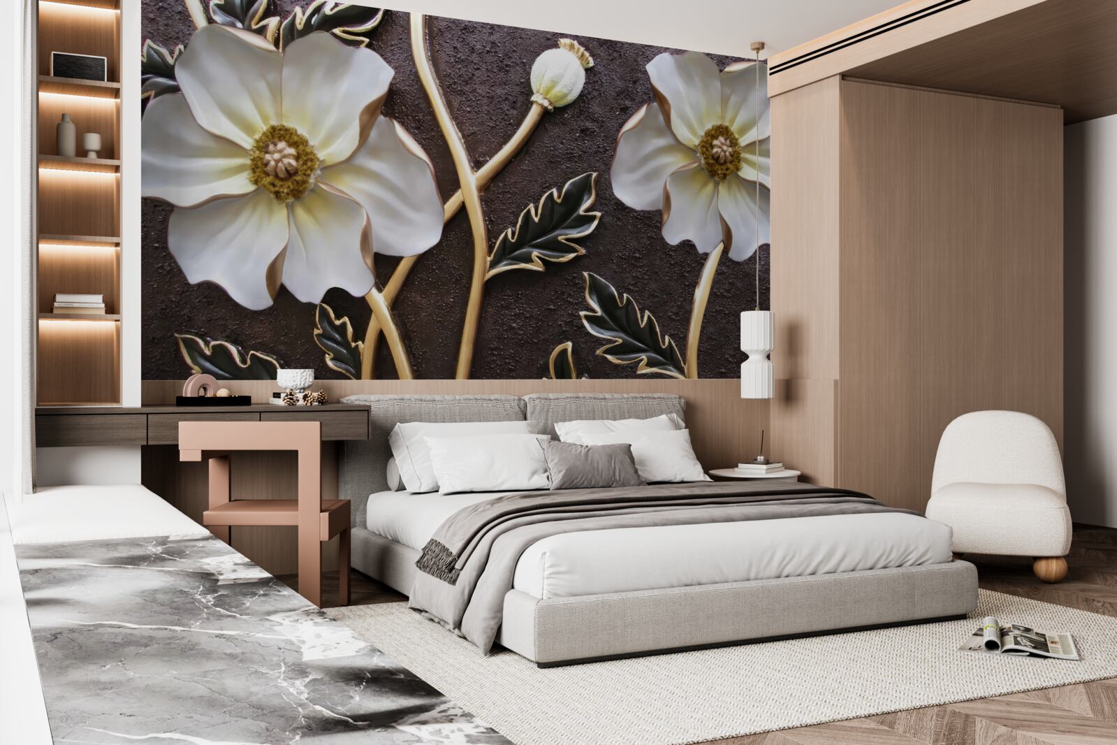 Fototapeta veľké biele kvety