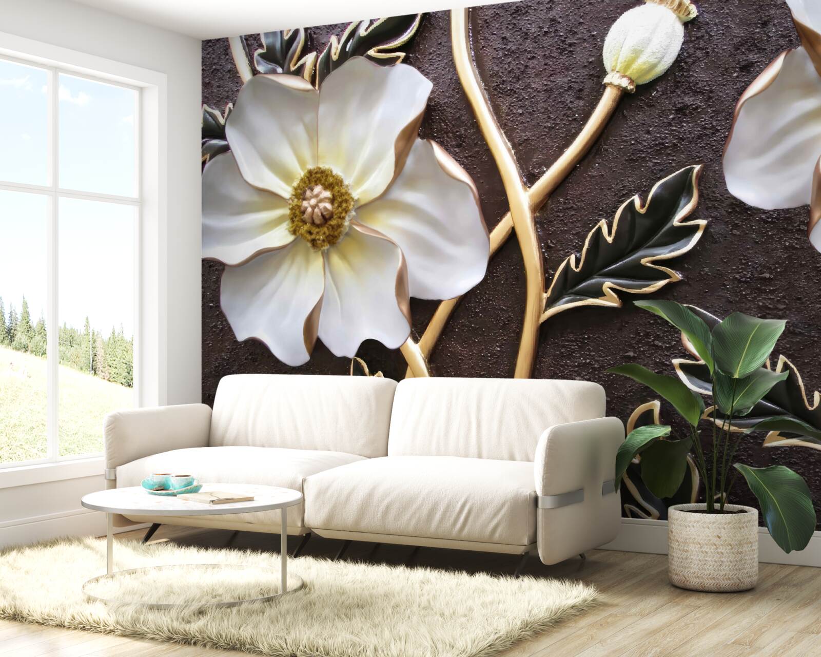 Fototapeta veľké biele kvety