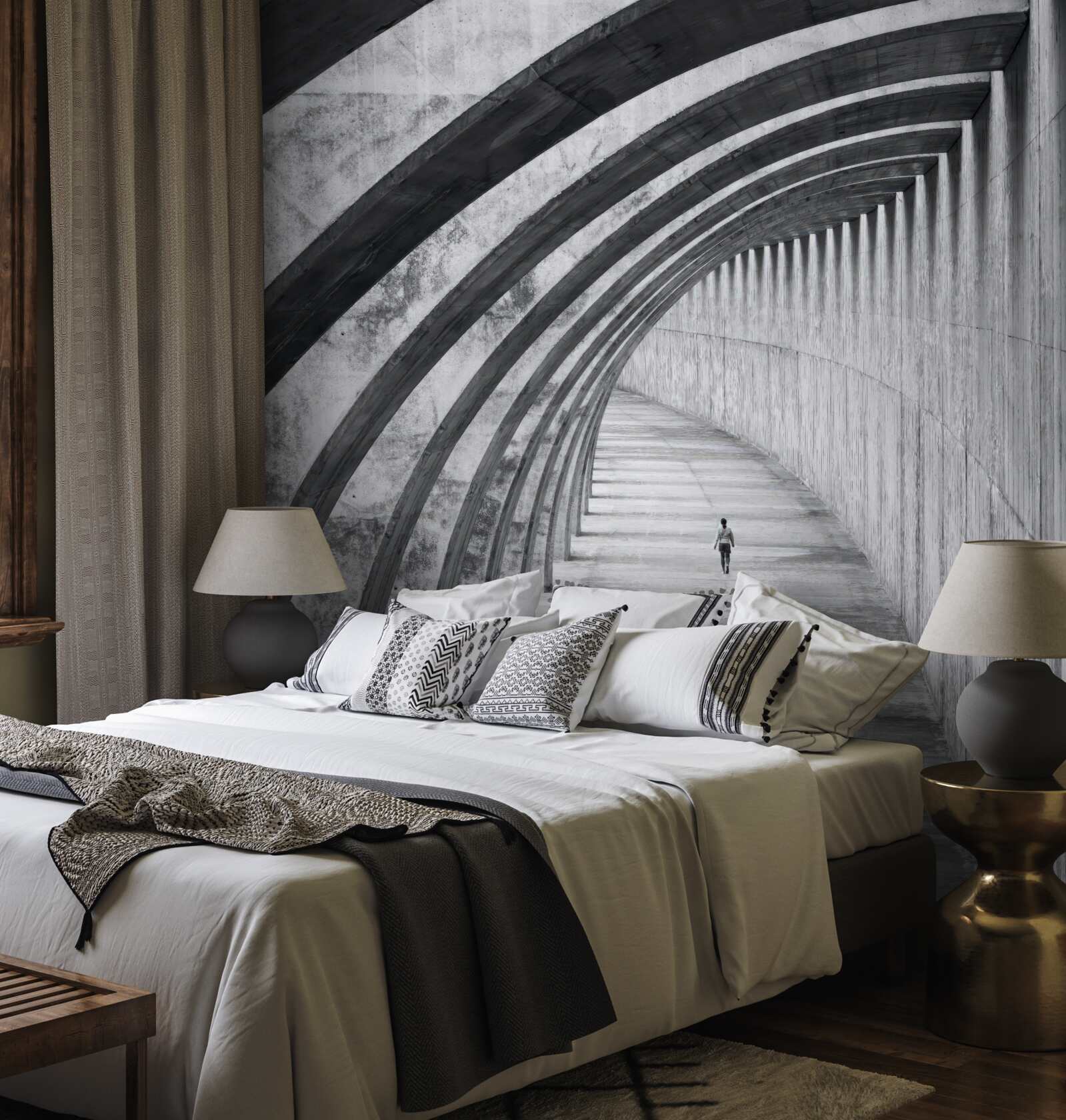 Fototapeta jednotka pred majestátnymi stenami stavby