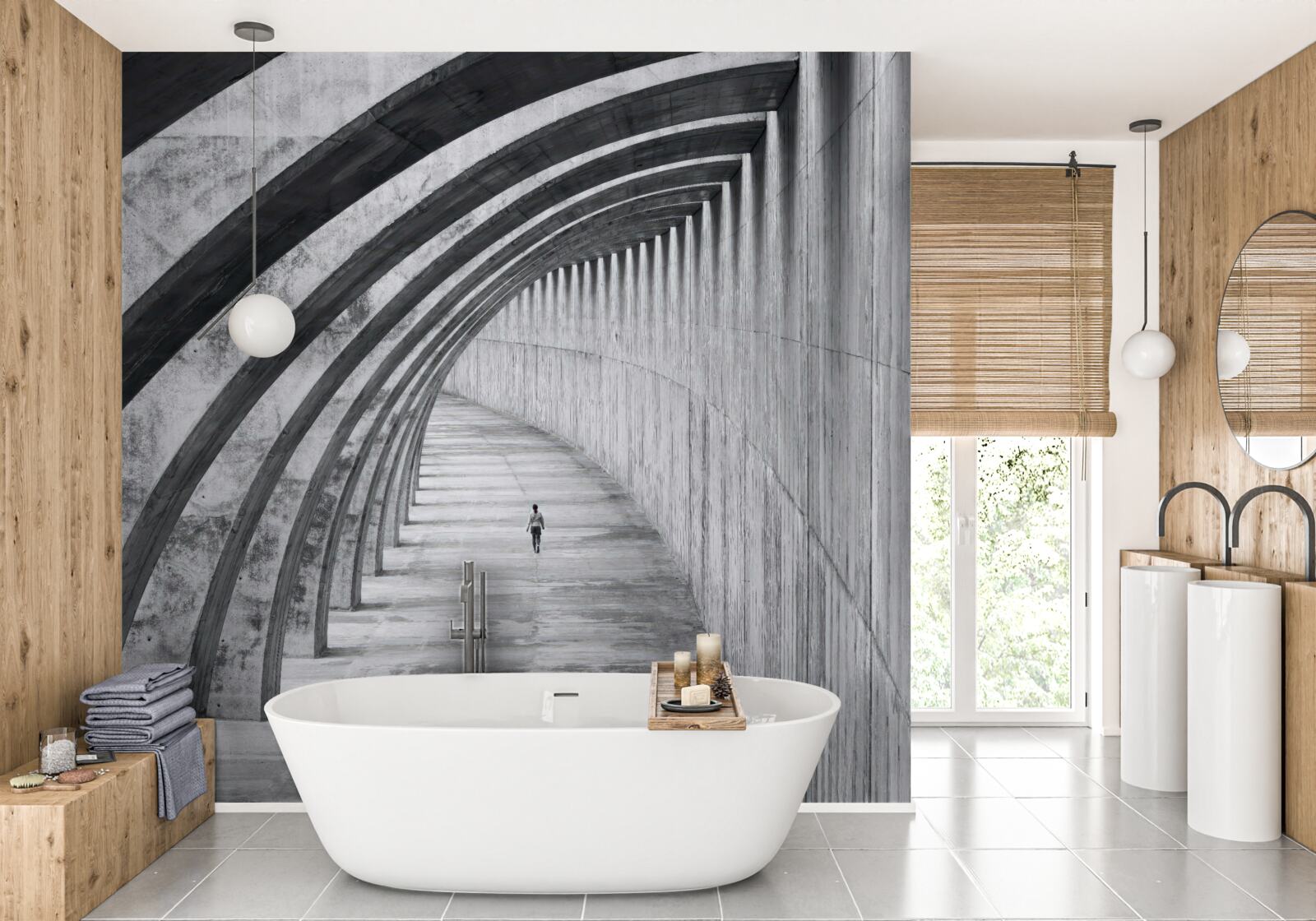 Fototapeta jednotka pred majestátnymi stenami stavby