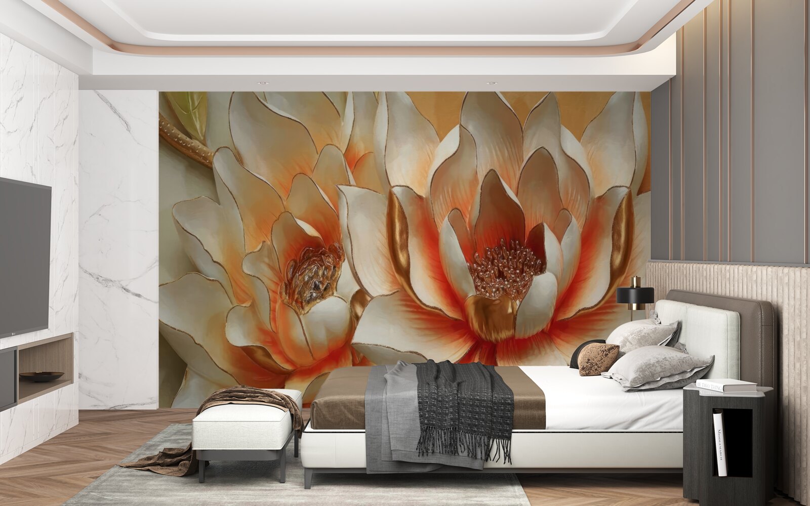 Fototapeta veľké krémové kvety