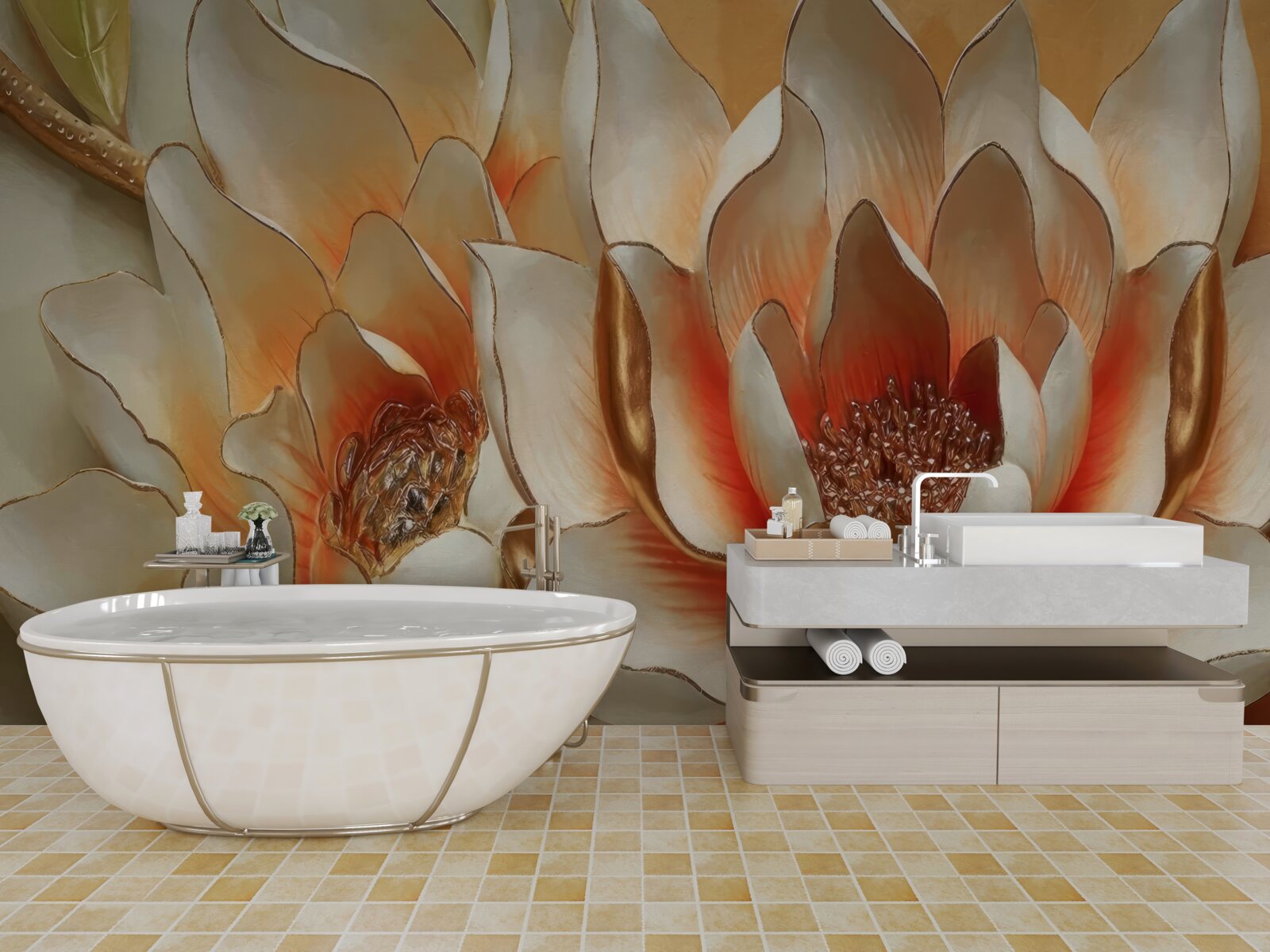 Fototapeta veľké krémové kvety