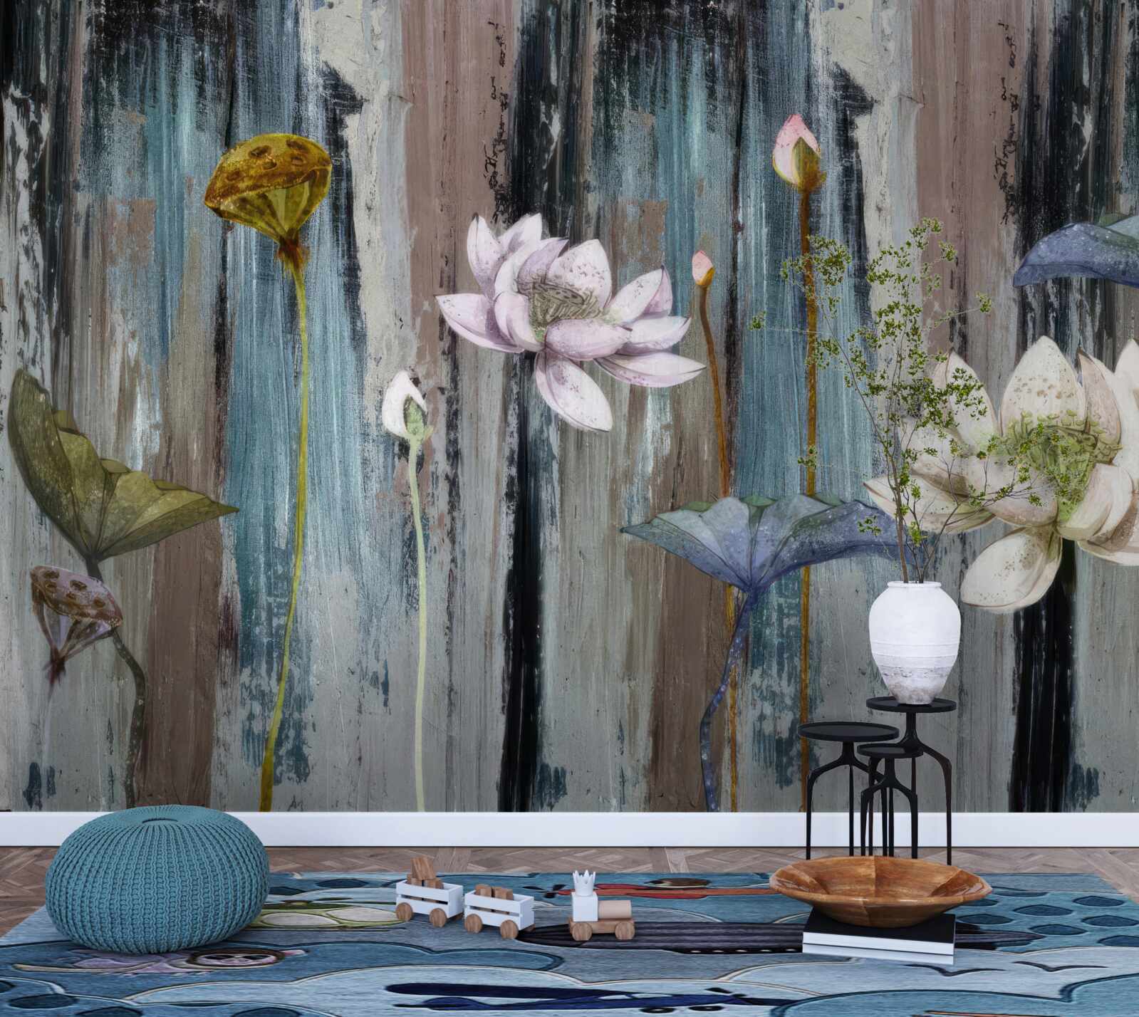 Fototapeta farby a kvetinové ťahy