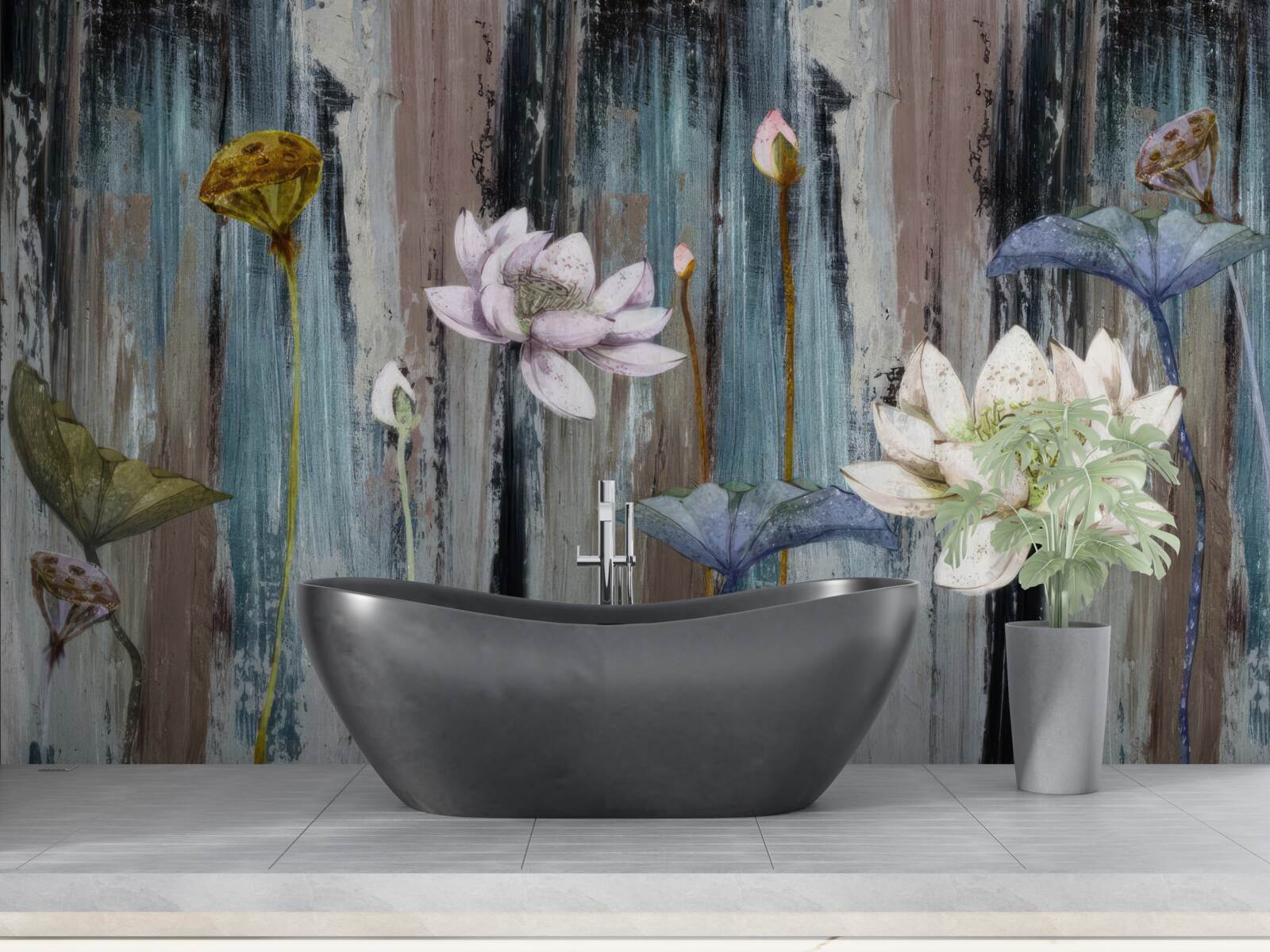 Fototapeta farby a kvetinové ťahy