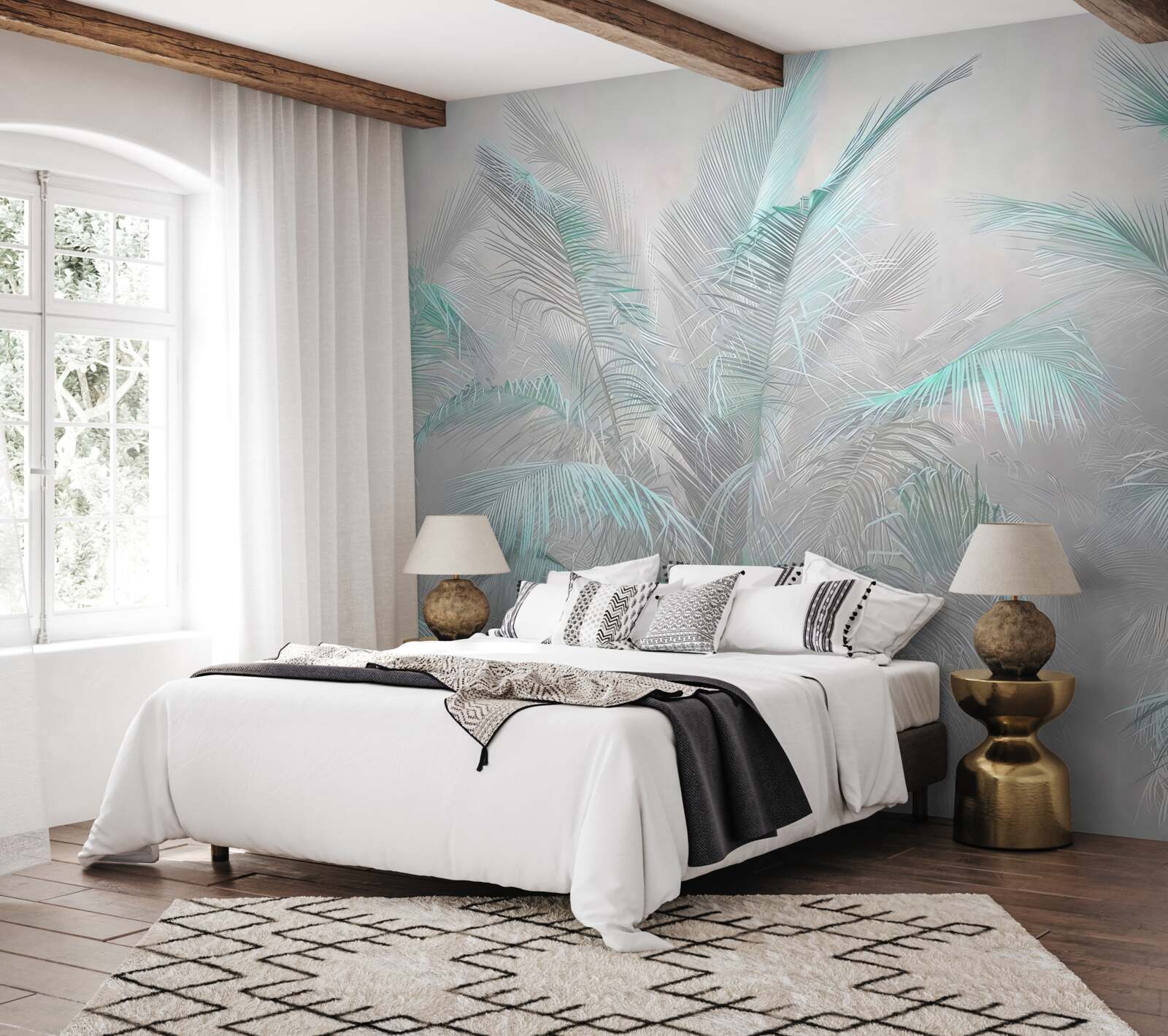 Fototapeta hmla pokrývajúca listy