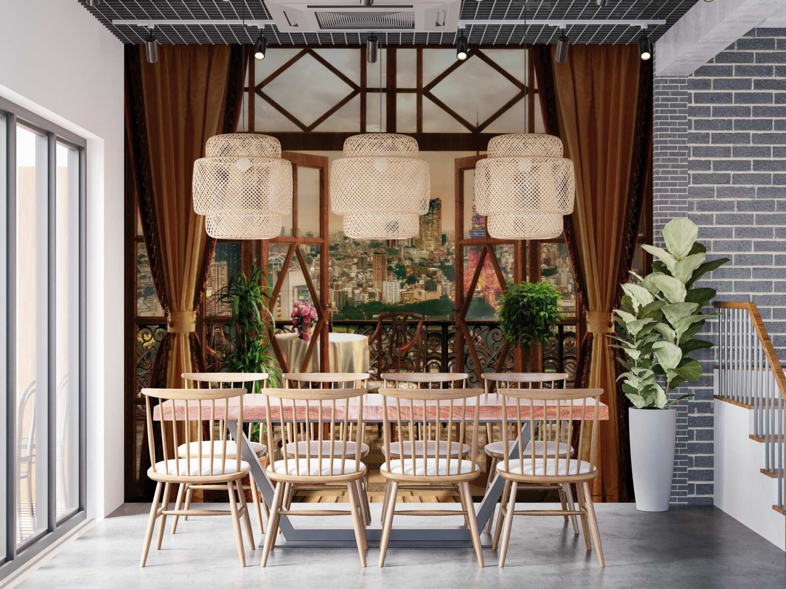 Fototapeta balkón ponúka pôsobivý výhľad na mesto