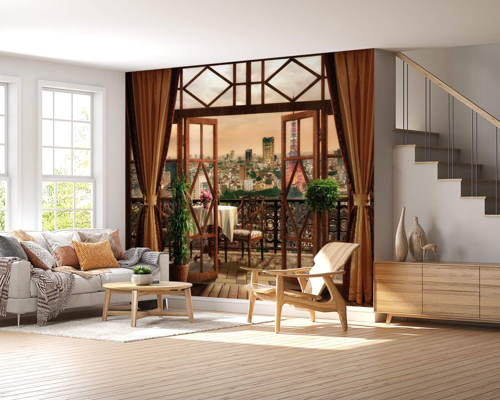 Fototapeta balkón ponúka pôsobivý výhľad na mesto