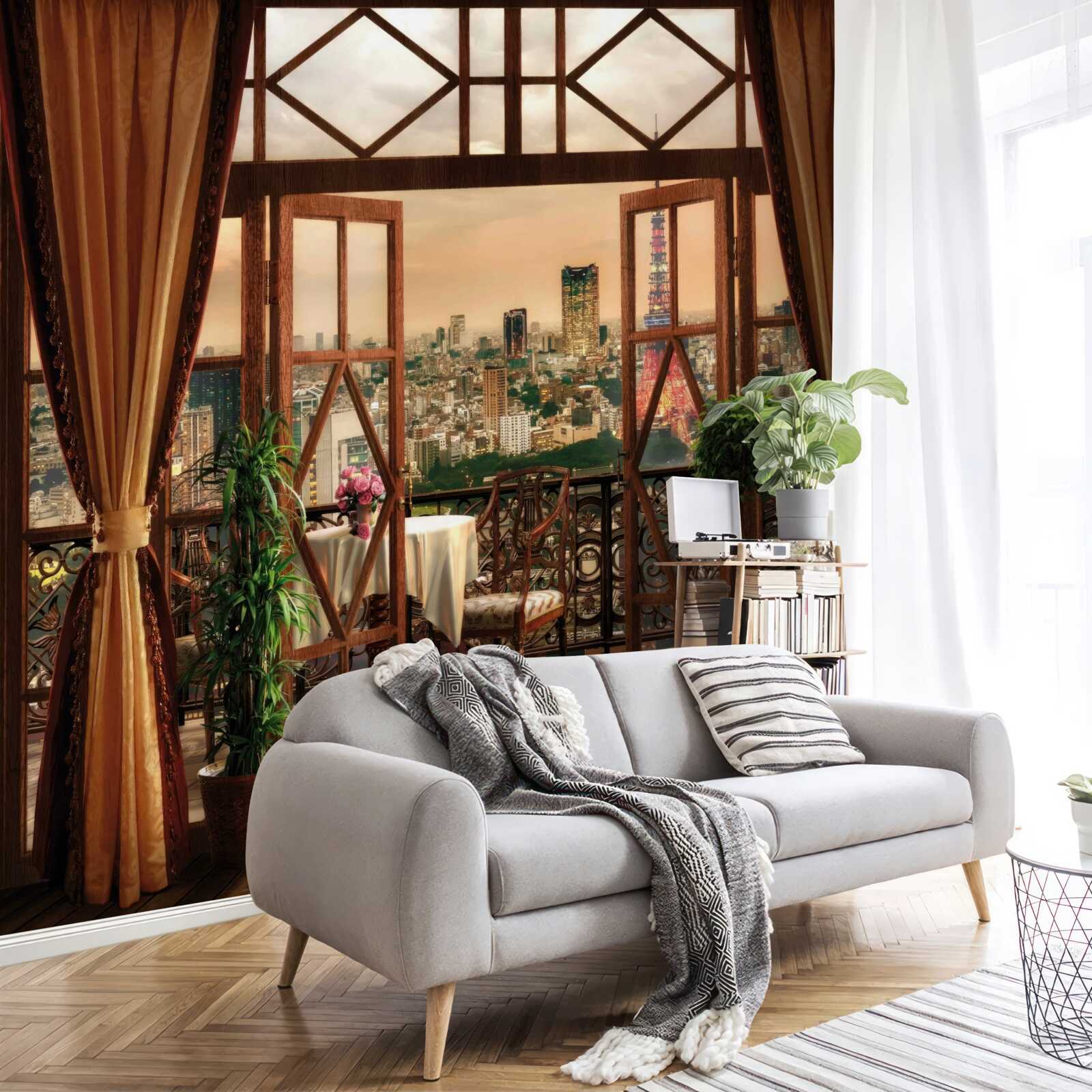 Fototapeta balkón ponúka pôsobivý výhľad na mesto