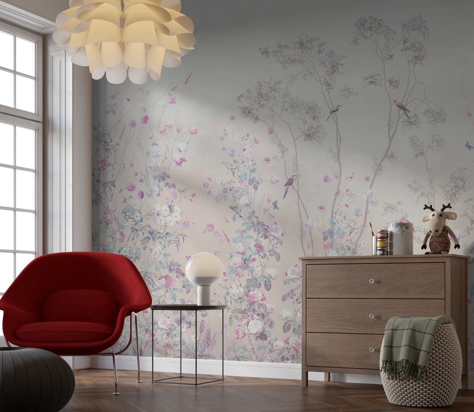 Fototapeta vtáky sedia na vetvách stromov