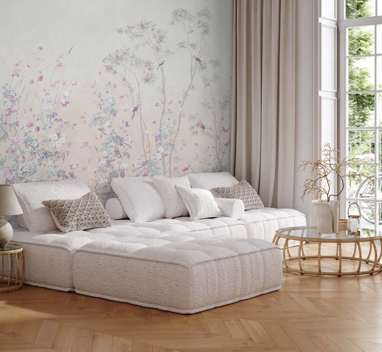 Fototapeta vtáky sedia na vetvách stromov