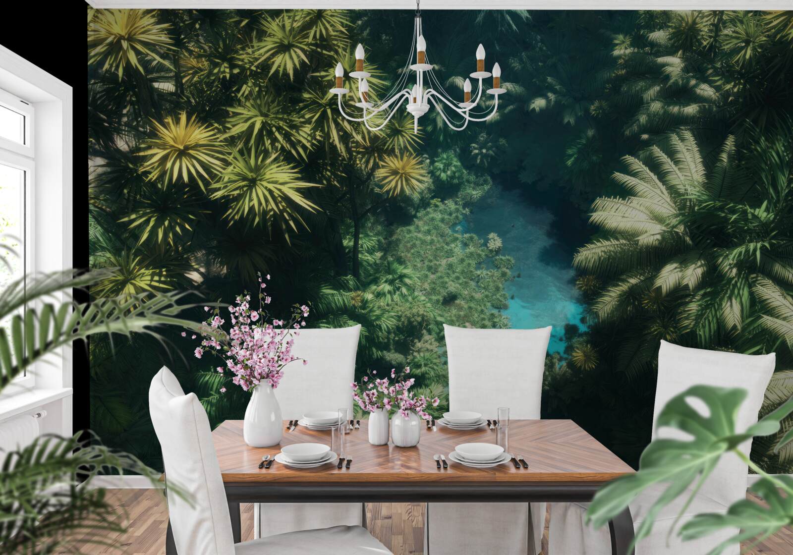 Fototapeta panoramatický pohľad zhora na listy a vodnú hladinu