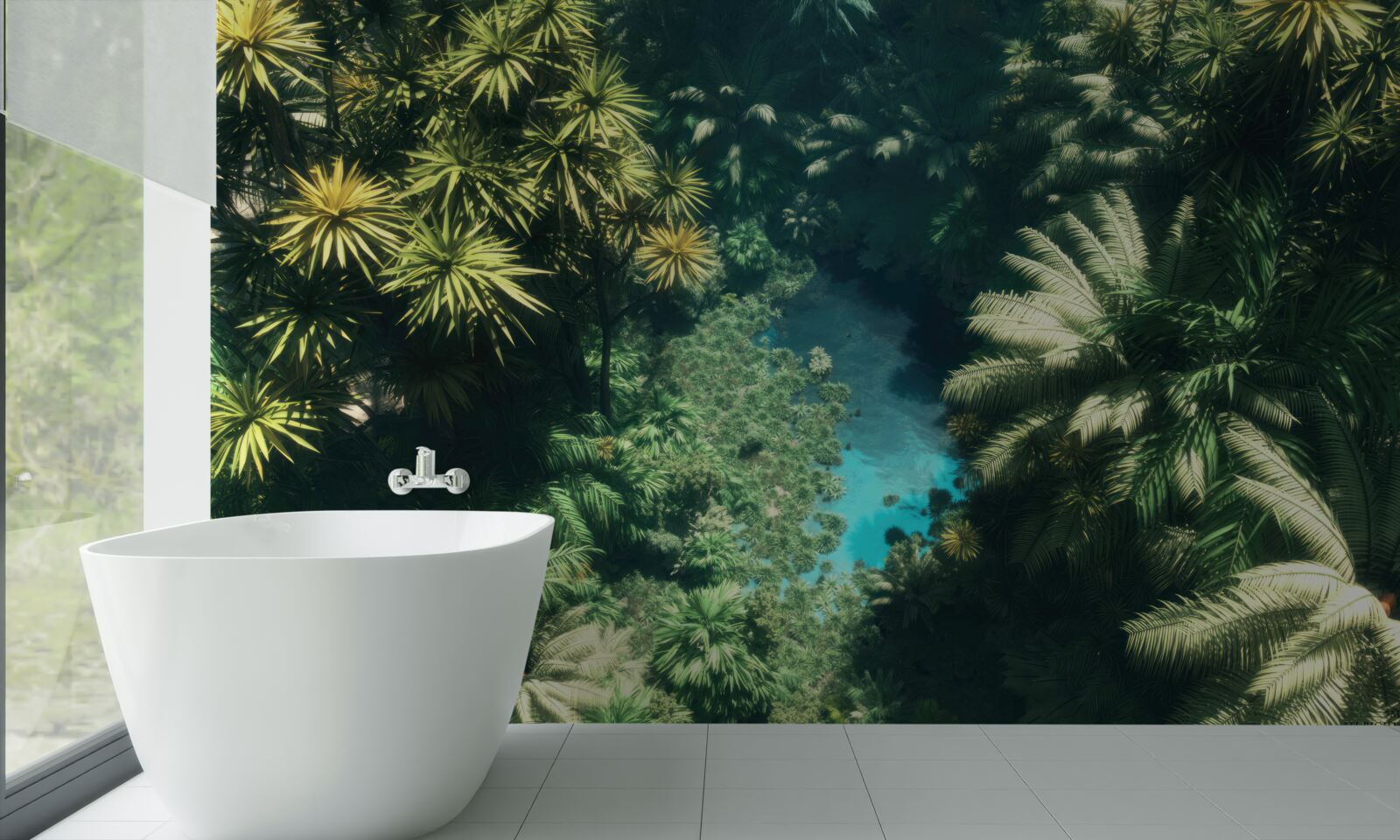 Fototapeta panoramatický pohľad zhora na listy a vodnú hladinu