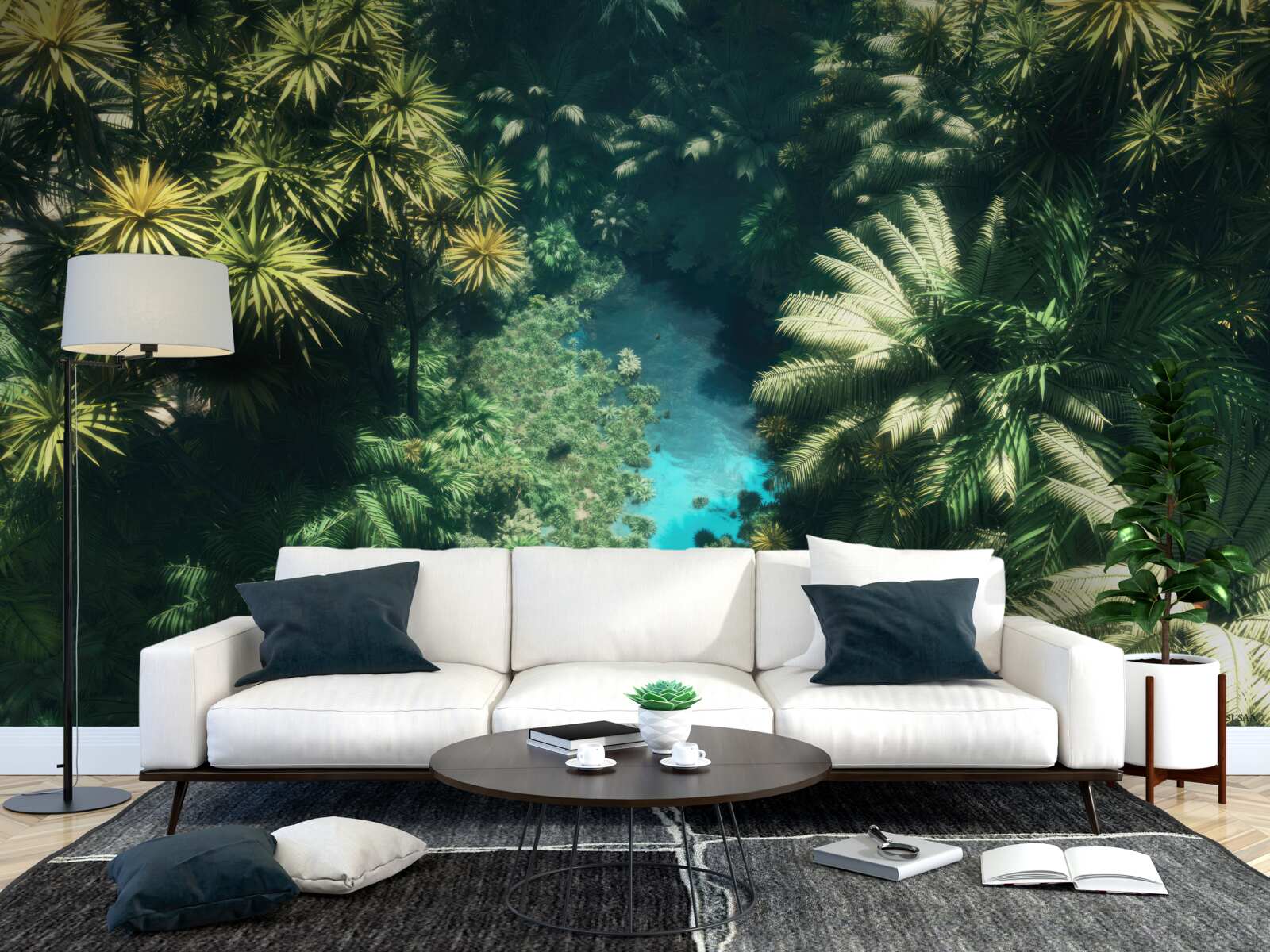 Fototapeta panoramatický pohľad zhora na listy a vodnú hladinu