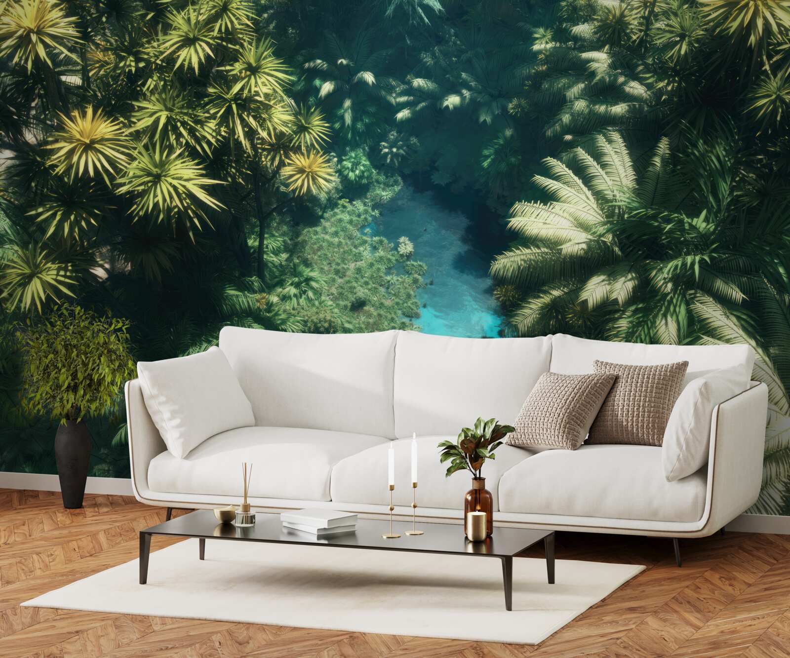 Fototapeta panoramatický pohľad zhora na listy a vodnú hladinu