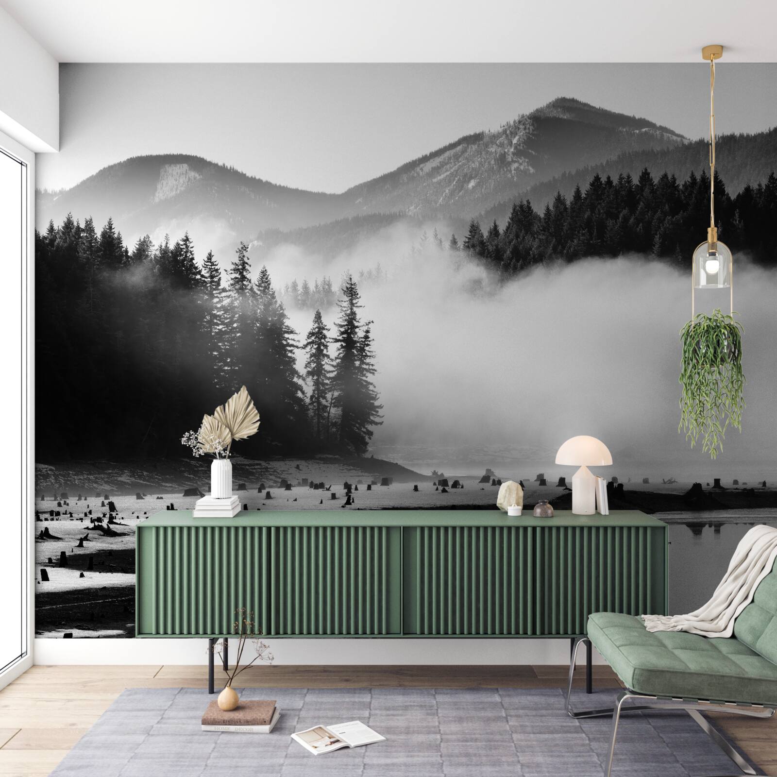 Fototapeta zasnežené vrcholy pokryté hmlou