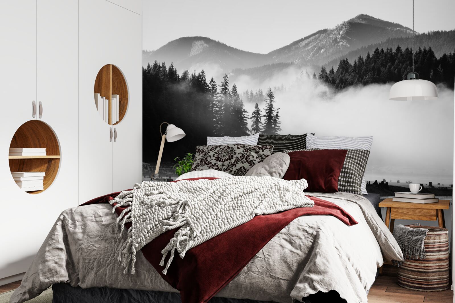 Fototapeta zasnežené vrcholy pokryté hmlou