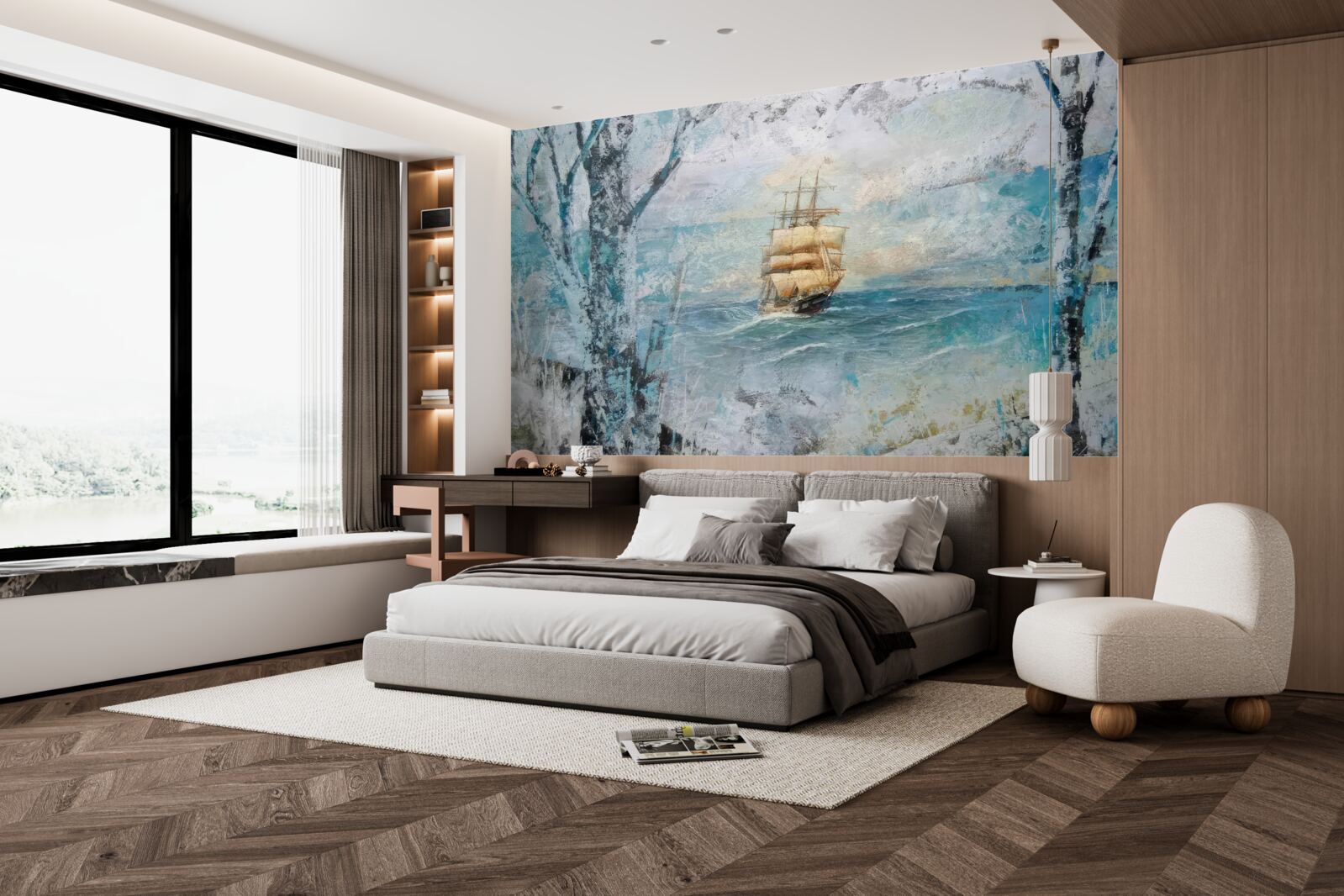 Fototapeta obraz lode pod plachtami na oceáne