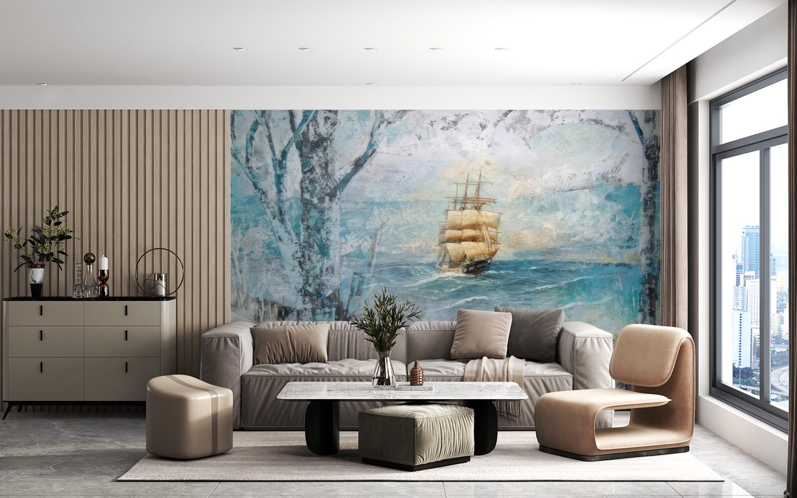 Fototapeta obraz lode pod plachtami na oceáne