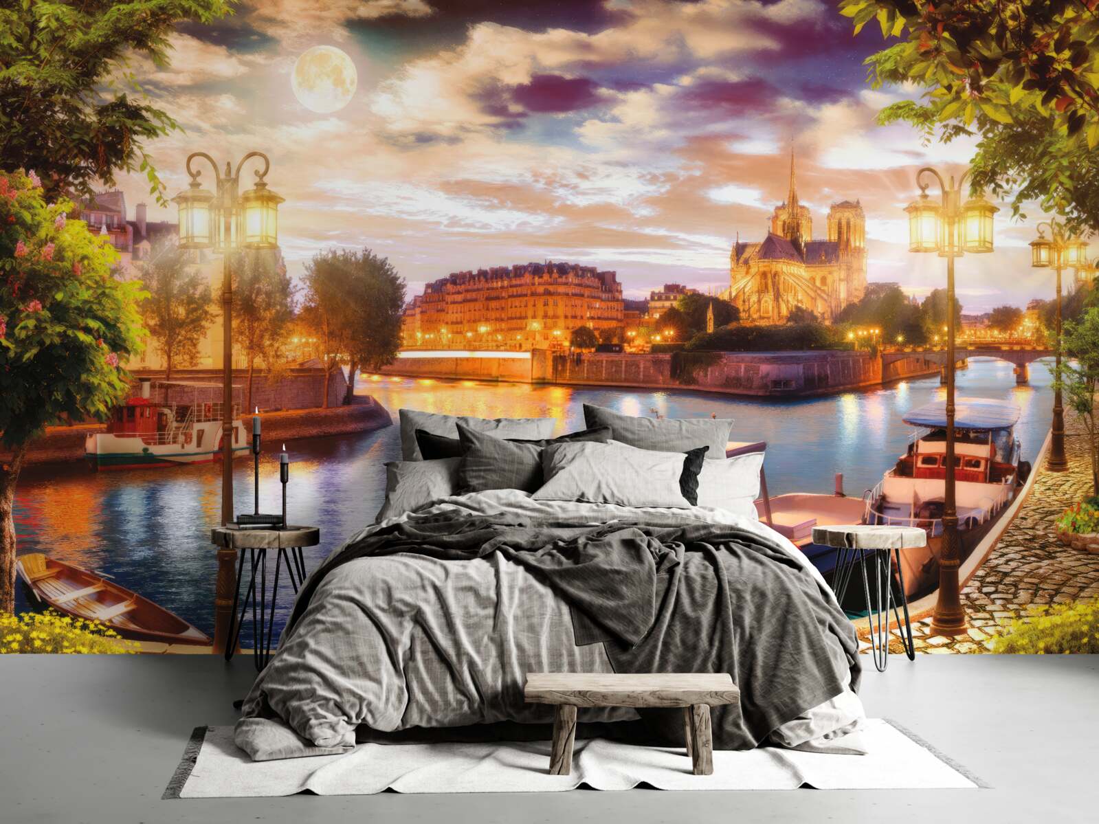 Fototapeta jachty kotviace v mestskom prístave