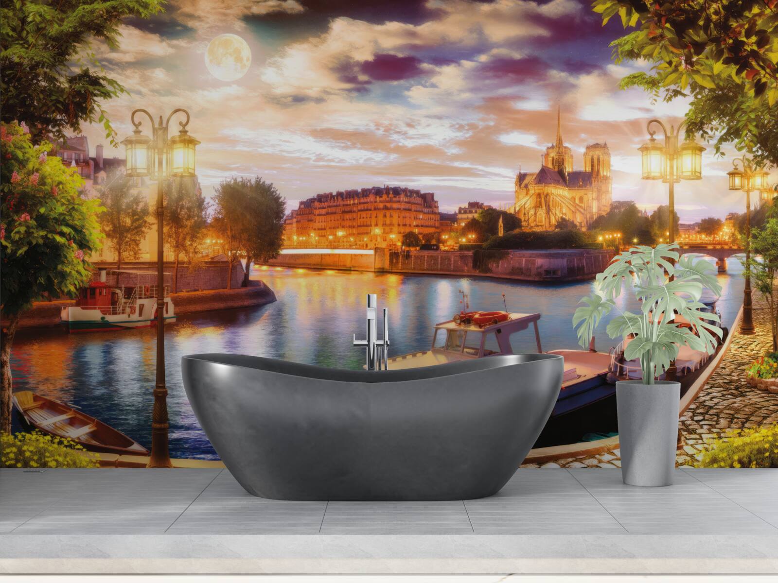 Fototapeta jachty kotviace v mestskom prístave