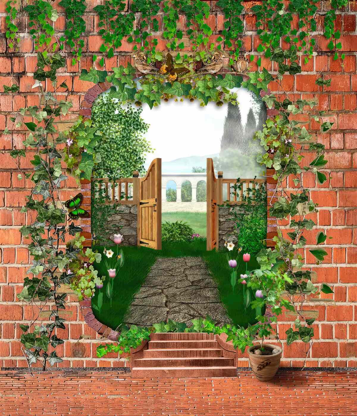 Fototapeta diera v stene, ktorá otvára cestu do tajomného sveta