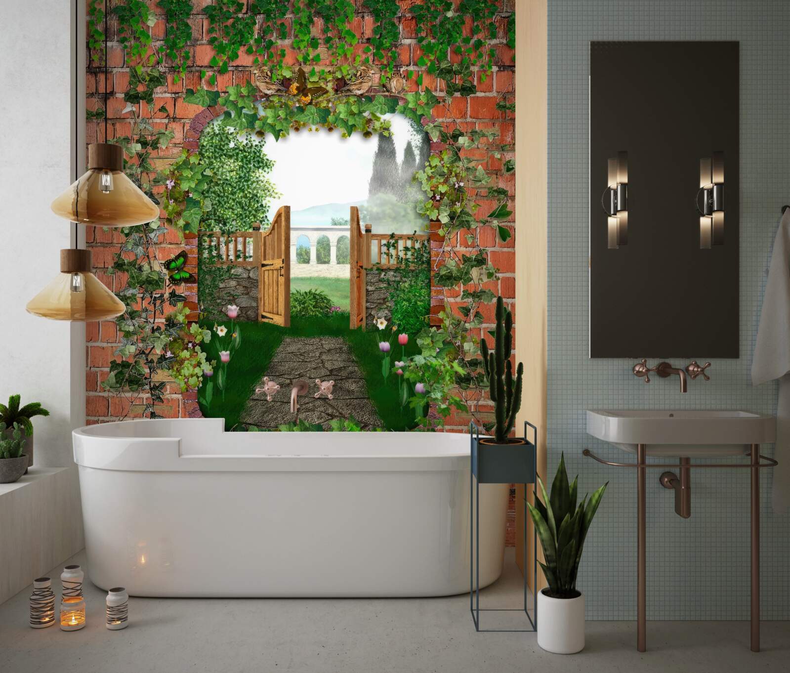 Fototapeta diera v stene, ktorá otvára cestu do tajomného sveta