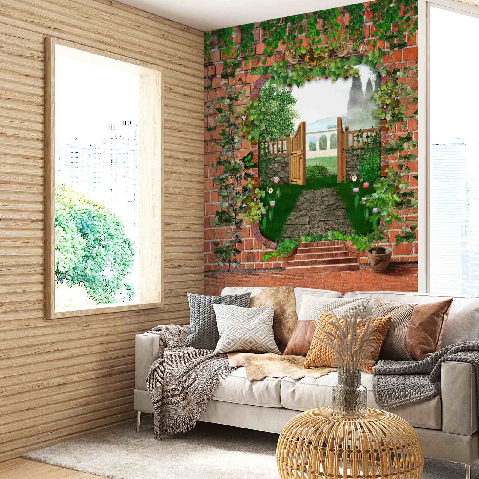 Fototapeta diera v stene, ktorá otvára cestu do tajomného sveta