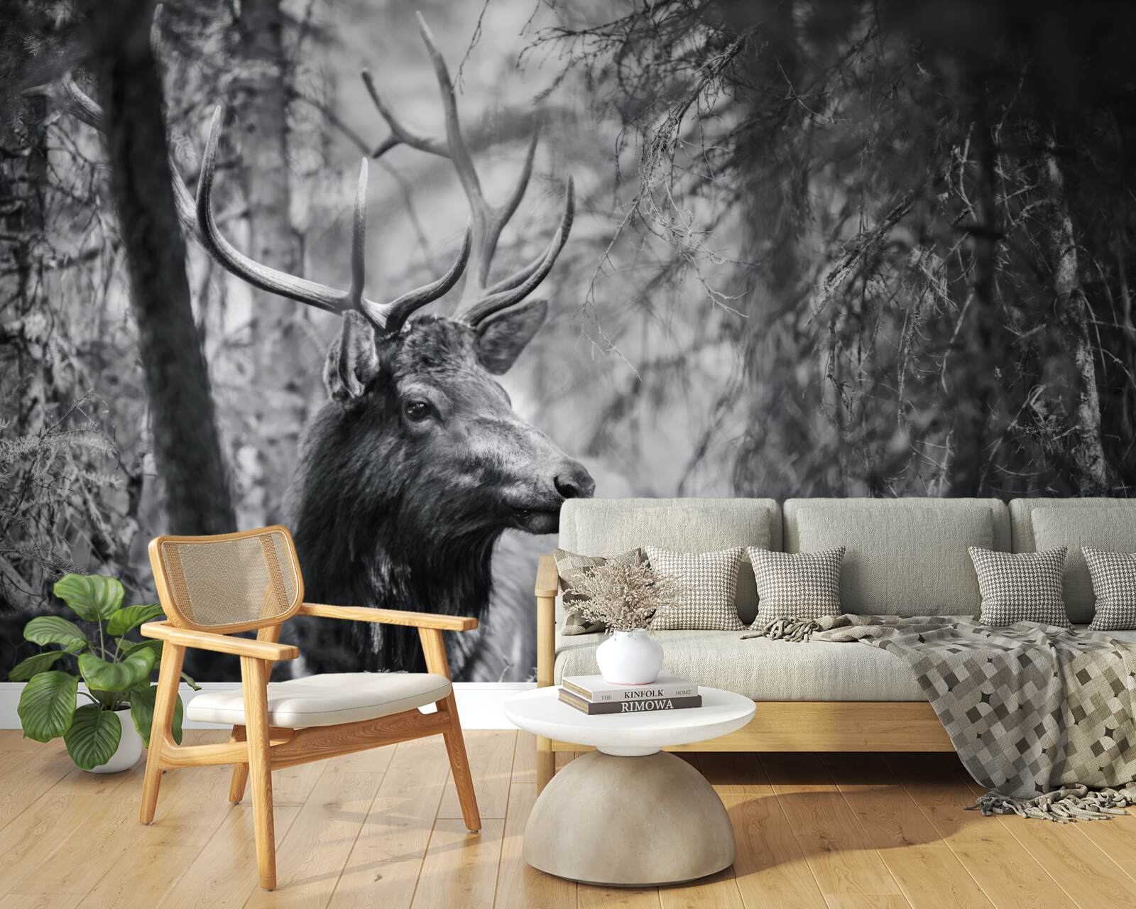 Fototapeta lesný jeleň s parožím vytvára cestu