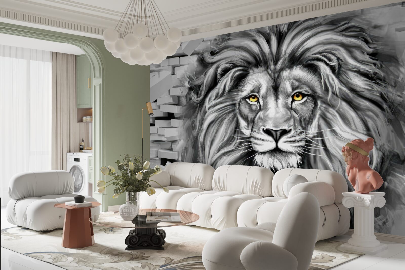 Fototapeta levia tvár v čiernej a bielej farbe